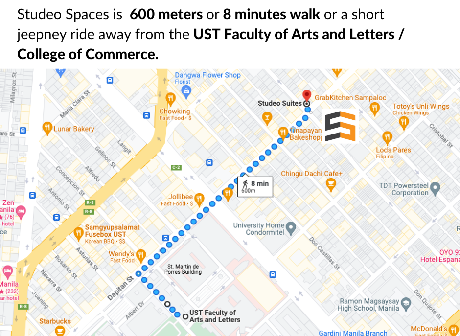 Studeo Spaces Study Hub Location in Manila: Near UST Faculty of Arts and Letters (UST AB)