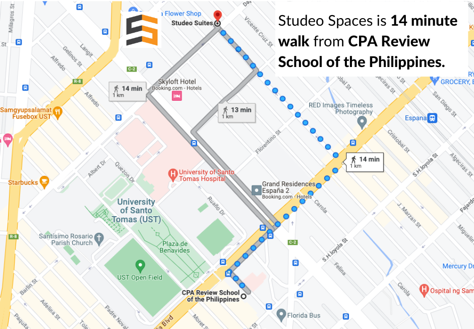 Studeo Spaces Study Hub Location in Manila: Near CPA Review School of the Philippines (CPAR)