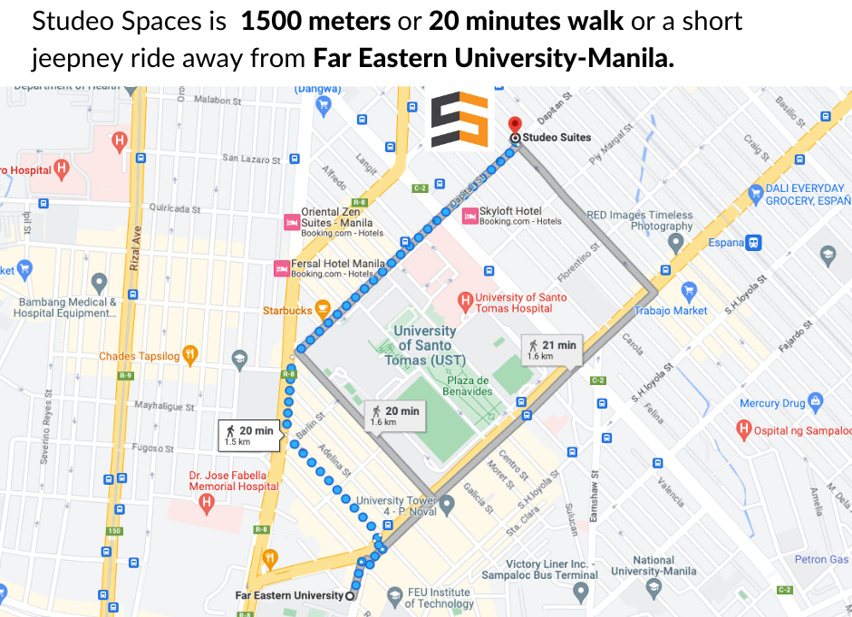 Studeo Spaces Study Hub Location in Manila: Near Far Eastern University of Manila (FEU-Manila)