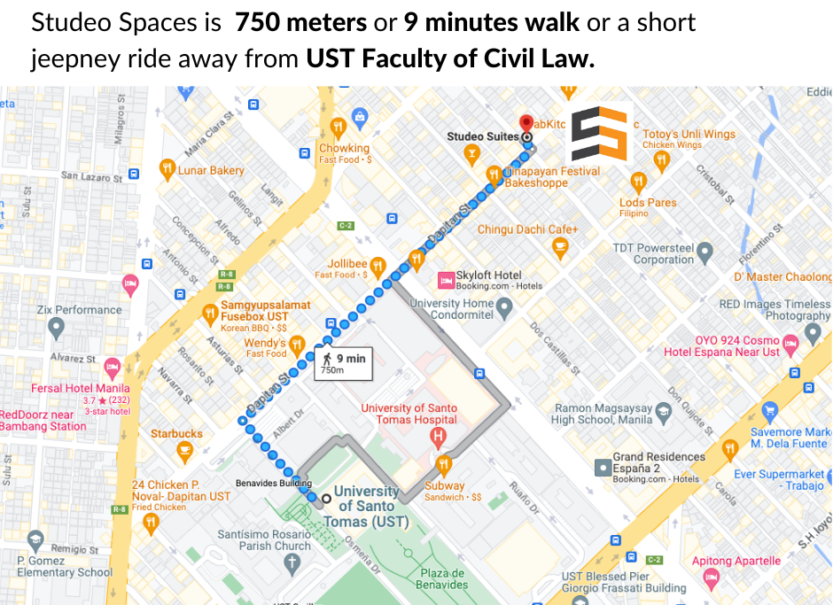 Studeo Spaces Study Hub Location in Manila: Near UST Faculty of Civil Law (UST Law)