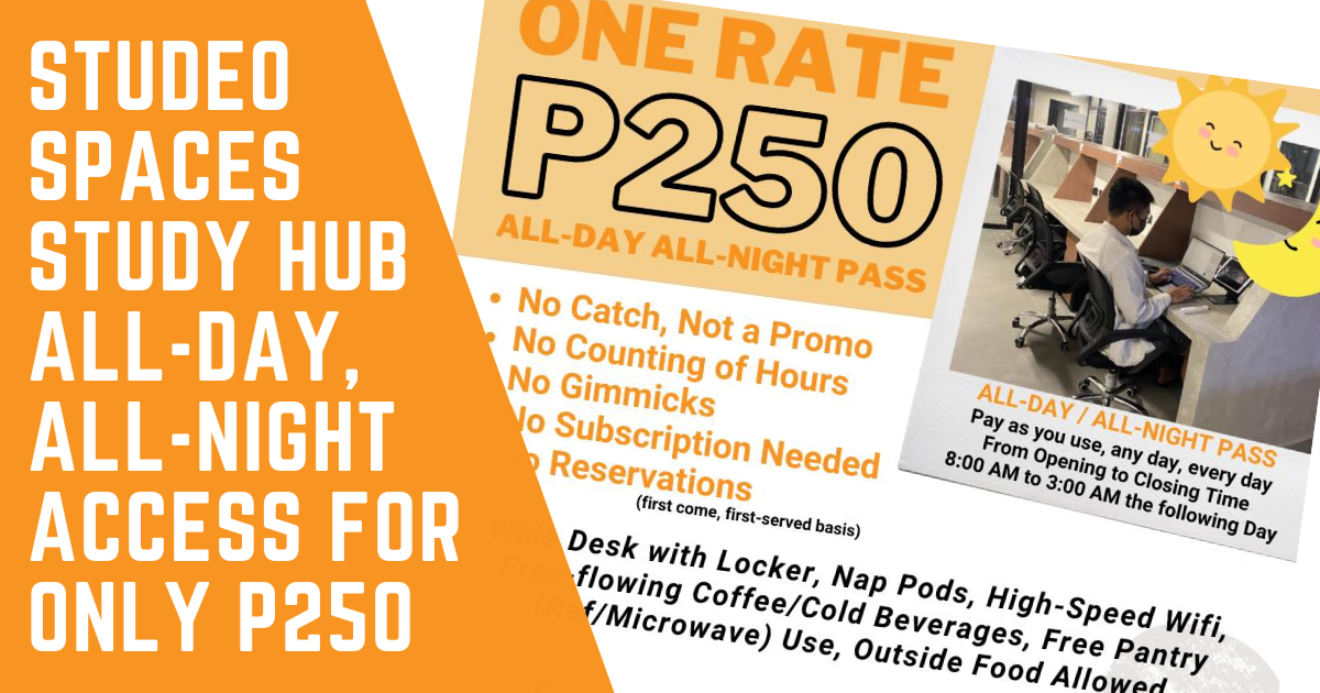 Studeo Spaces Study Hub All-Day, All-Night Access for Only P250